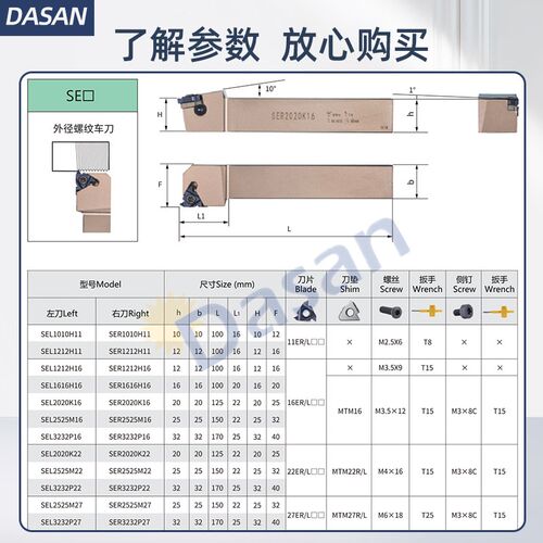 数控螺纹刀杆SER2020K16梯形外圆车刀牙刀t型2525M16车床刀具