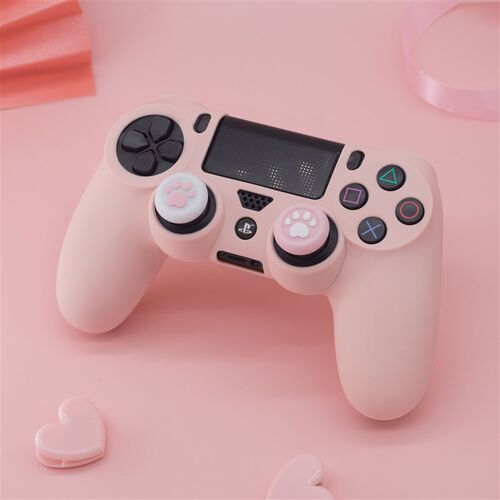 索尼PS4手柄保护套硅胶套p4游戏手柄防摔防滑硅胶套粉色送猫爪帽