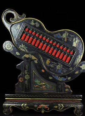 古玩老物件算盘屏风摆件旧藏木胎漆器古J代算盘招财玄关酒柜装饰