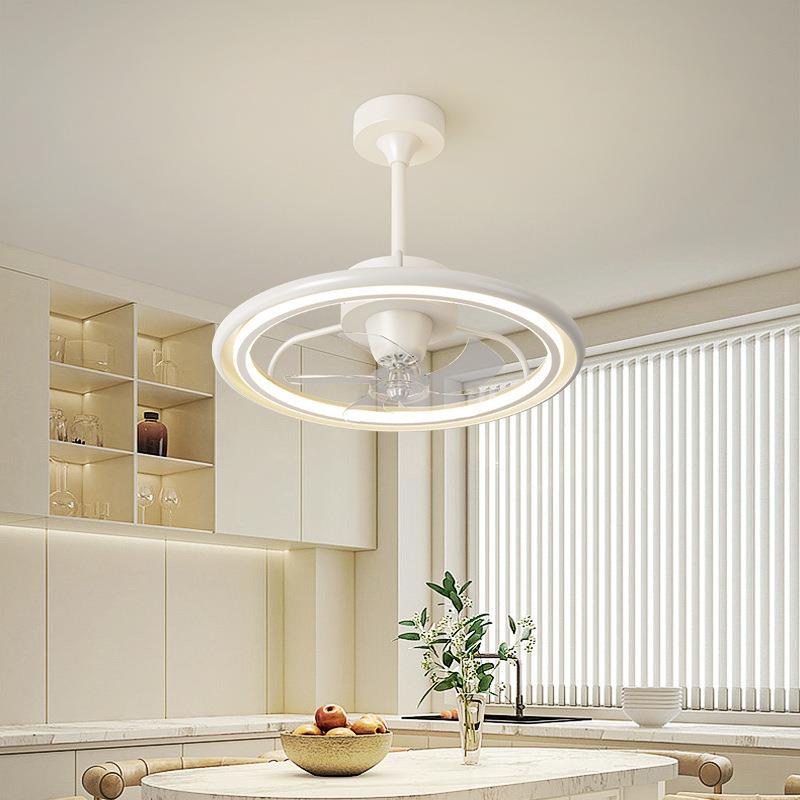 2024新款流行餐厅吊灯吸顶灯奶油简约大气智能摇头风扇灯中山灯具