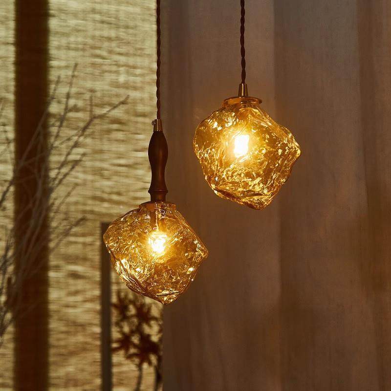 日式玻璃小吊灯创意个性玄关灯过道餐厅吧台ins胡桃木卧室床头灯,家装灯饰光源,智能吊灯,淘宝优惠券,粉丝福利购,淘宝优惠卷
