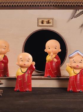 小和尚摆件 少林寺禅意和尚树脂工艺品创意禅意中式桌面摆件