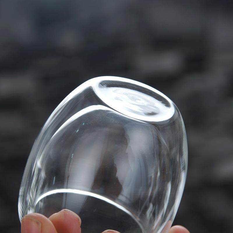 ZQ双层隔热玻璃茶具小茶杯套装 喝茶功夫茶碗透明花茶杯子6只