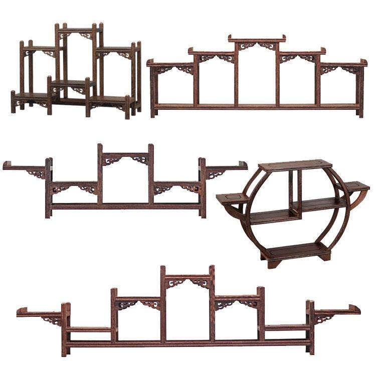 N5鸡翅实木雕博古架小型紫砂茶壶展示架子中式摆件多宝阁桌面置物,住宅家具,多宝格/博古架,淘宝优惠券,粉丝福利购,淘宝优惠卷