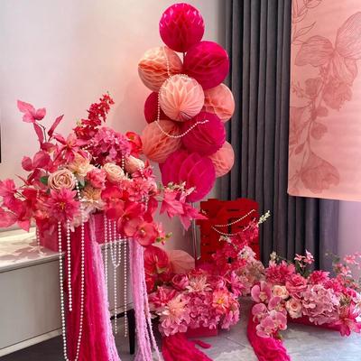 浪漫婚礼布置花艺客厅卧室床头喜字仿真花婚房用品花束装饰摆件