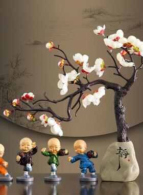 唐艺创意中式客厅玄关家居腊梅和尚装饰品摆件酒架办公室桌面摆饰