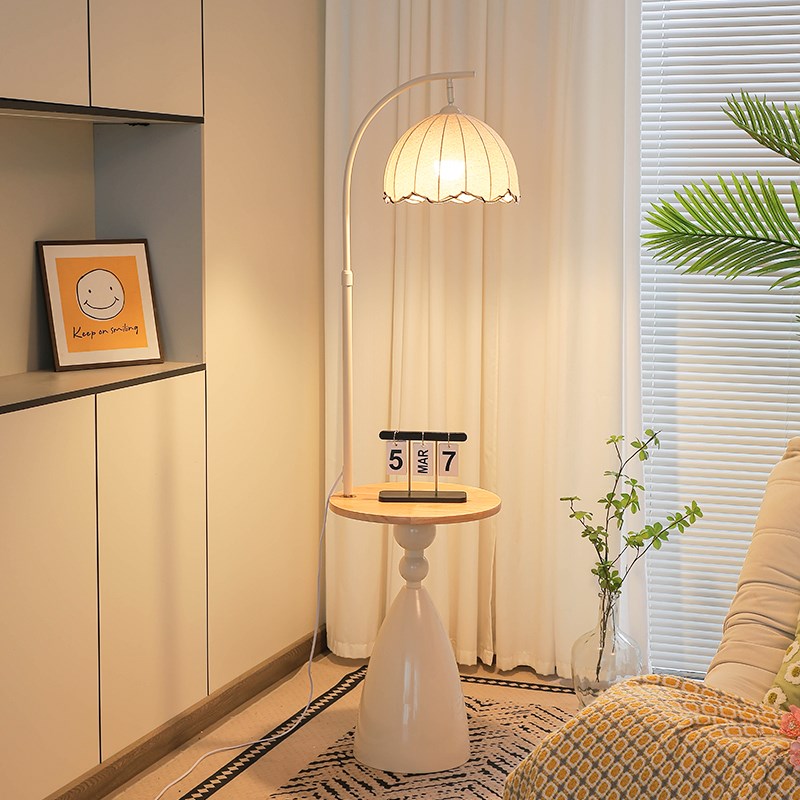 客厅沙发边几落地灯法式奶油风A置物摆件氛围感卧室床头柜一体台