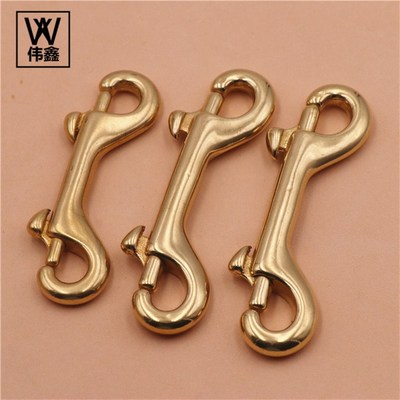 伟鑫 纯黄铜钩扣双头钩黄铜钥匙挂扣铜钩扣手工皮具W箱包五金配件