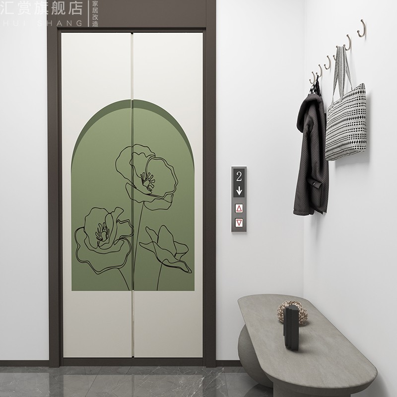 电梯门贴纸加厚创意简约入户门装饰轻奢网红自粘S贴画玻璃门贴防图片