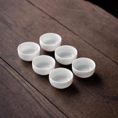德化羊脂玉迷你20ml功夫茶杯纯白品茗杯陶瓷品茶杯家用茶具小茶杯