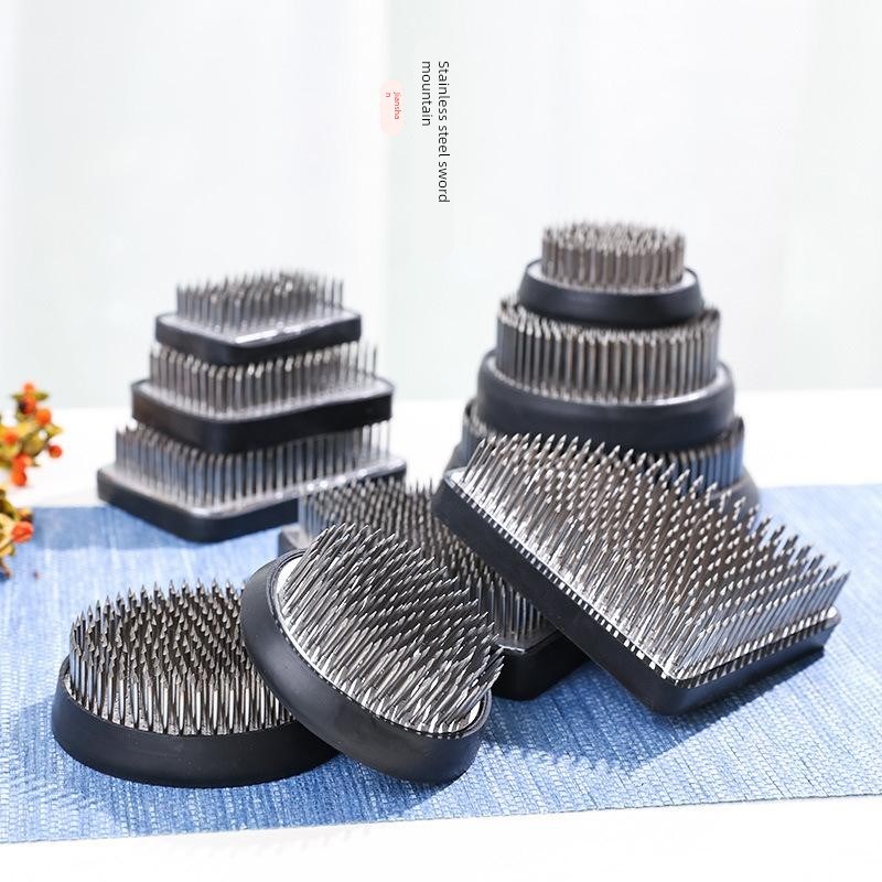 插画底座剑山插花器不p锈钢针小原流日式中式器皿针固定神器工具