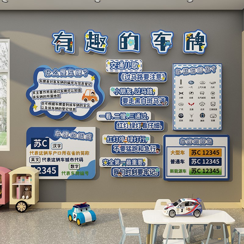 幼儿园汽车交通j工具环创主题墙面装饰小班级文化背景布置材料成