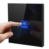 赛尔玛智能触摸屏开关家用86型墙壁一开双控触控开关黑色玻璃面板