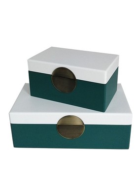 现代拼色首饰盒软装饰品新中式样板E房卧室妆台衣帽间飘窗收纳摆