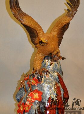 大展鸿图雄鹰石湾陶瓷公仔工艺手工精品送公司开张店庆办公室摆件