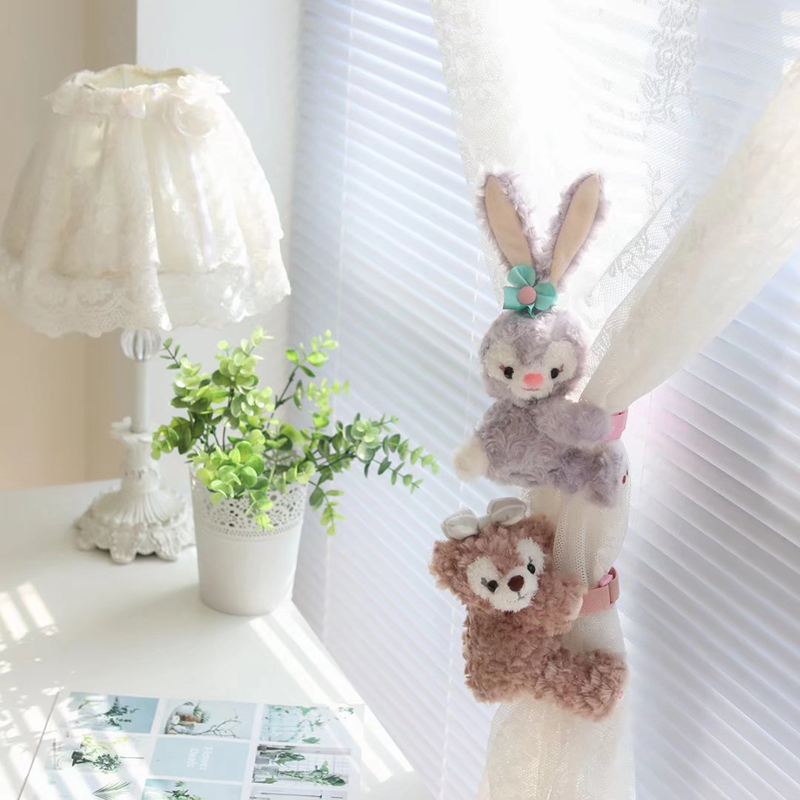 超可爱雪b莉玫玫紫色兔子装饰可爱卡通毛绒公仔抱抱窗帘扣窗帘绑