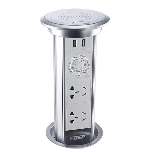 触屏电动WIFI智能升降插座 带USB蓝牙音箱隐藏式桌面橱柜厨房插排