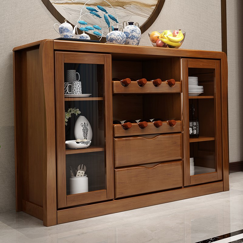 实木餐边柜现代中式简约家用储物柜多功能茶水柜厨房餐厅置物边柜