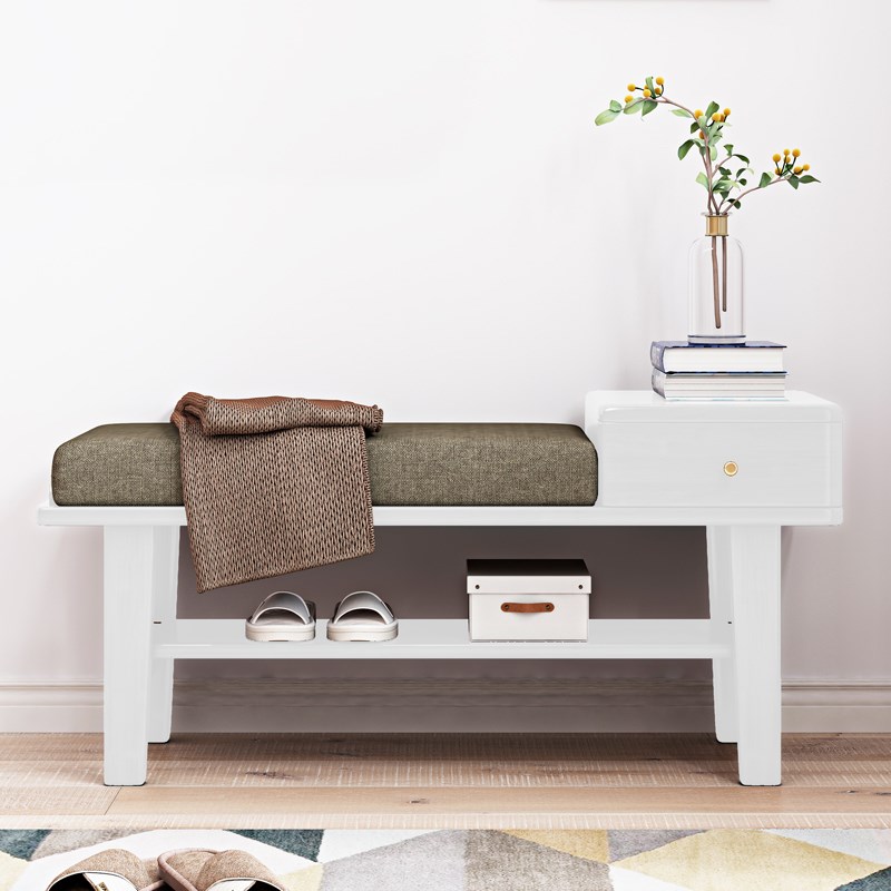 全实木换鞋凳家用门口可坐式穿鞋凳子入户玄关长条凳简易软包鞋柜