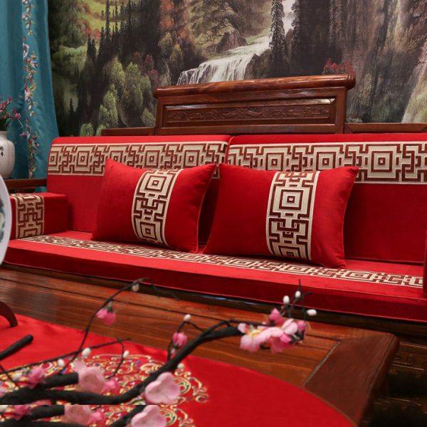 现代古典红木沙发垫罗汉床垫五件套新中式防滑坐垫四季通用可定做