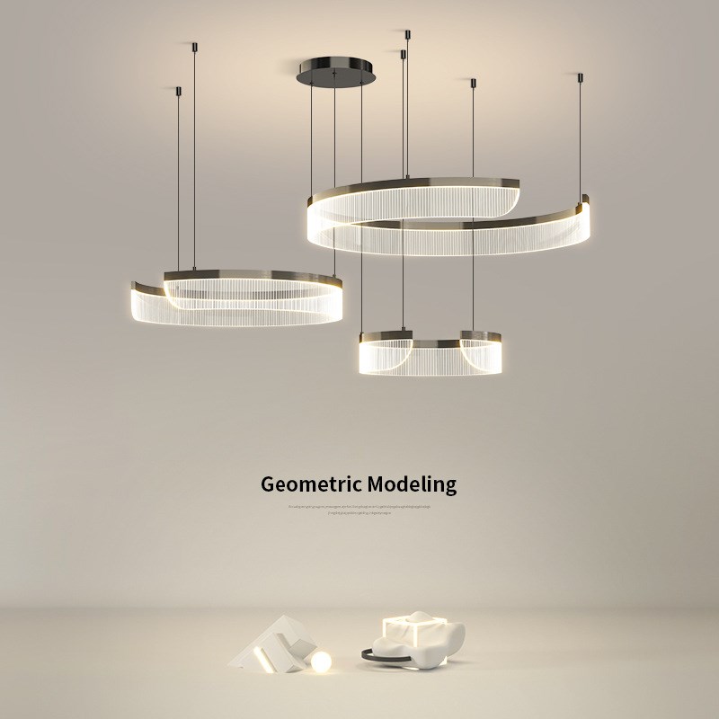 客厅吊灯2024年新款现代简约大气I意式极简餐厅环形中山灯具