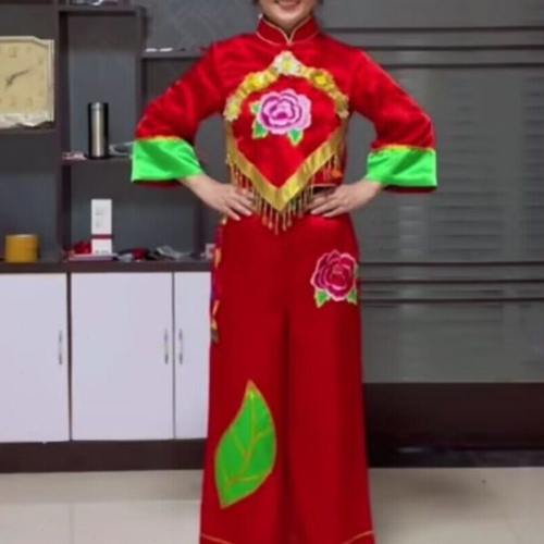 新款迎亲舞蹈服喜庆扇子舞表演服广场扇子舞扭秧歌演出服