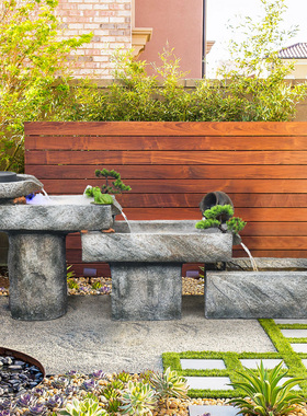 中式庭院装饰假山流水喷泉鱼池户外花园室L内景观大型招财落地摆