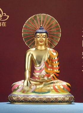 迦叶释迦铜制彩绘居家供奉西M藏家用桌面小摆件