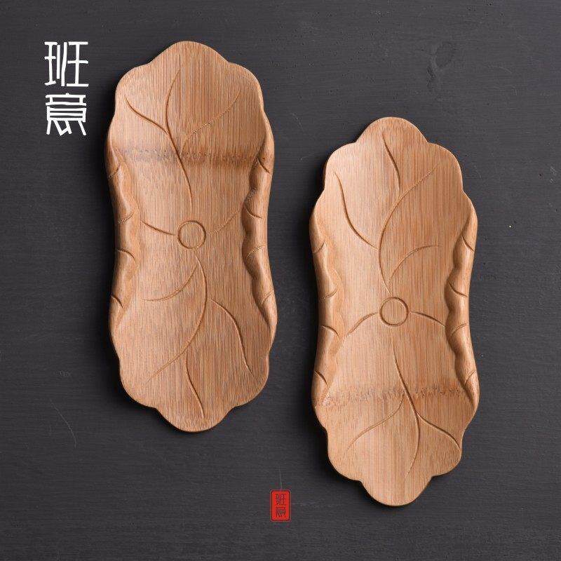 班意手工竹制荷叶茶巾托杯垫茶托毛巾垫茶道茶则竹制创意茶托包邮
