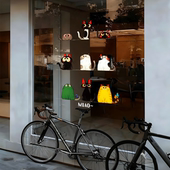 创意可爱猫咪ins玻璃贴纸宠物店装 饰商场店铺防撞门贴双面静电贴