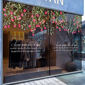 小清新花朵春天花卉底纹美纹展厅购物中心美陈物料布置玻璃门贴纸