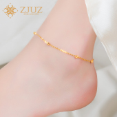 ZJUZ18k金脚链彩金au750脚链转运珠满天星脚链女款 玫瑰金细脚链