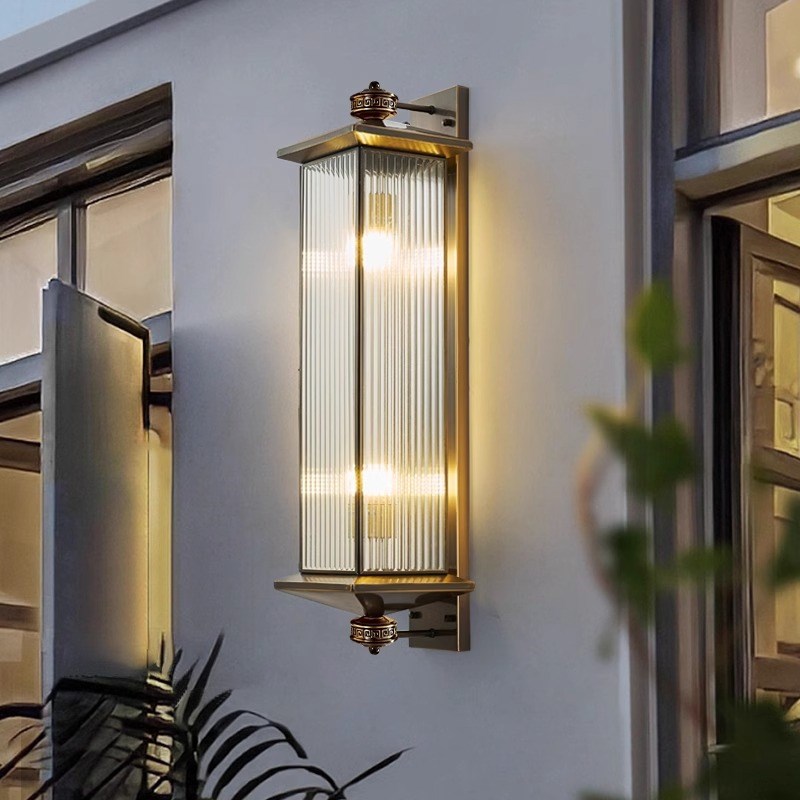 新中式全铜太阳能壁灯户外庭院灯别墅阳台外墙室外.大门灯防水