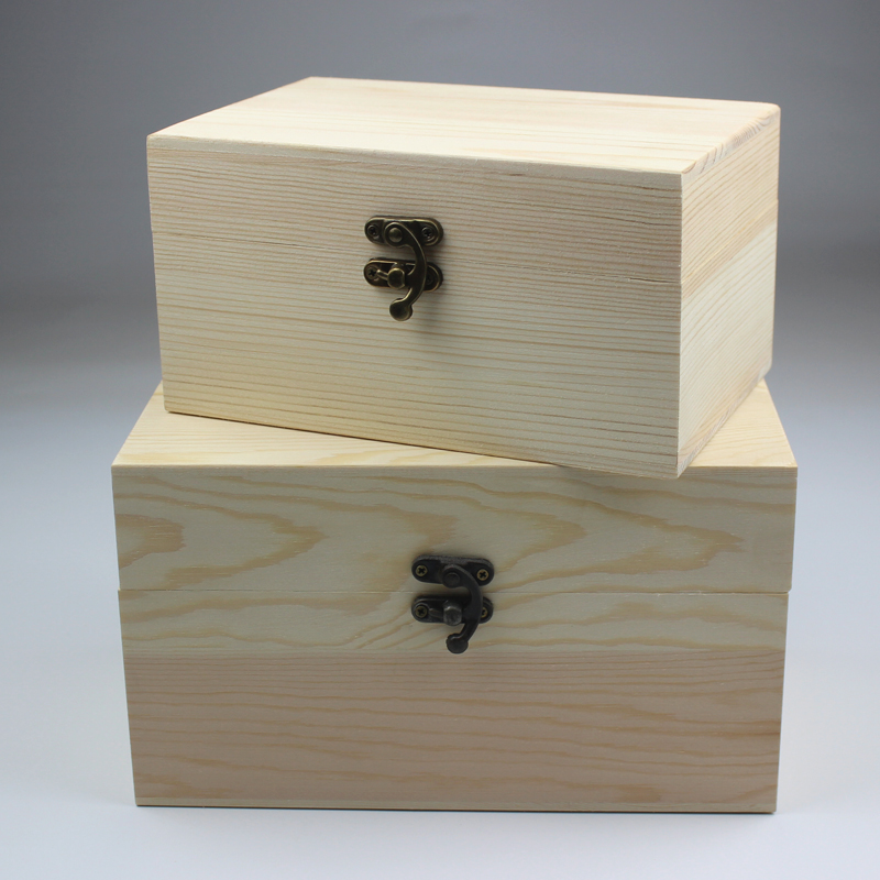 木盒子长方形实木原木色s翻盖木盒大小号木盒定制包装盒杂物收纳