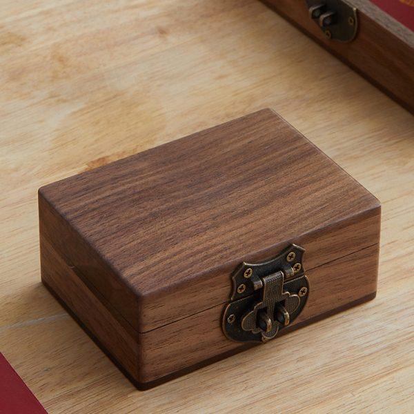 实木复古小木盒长方形首饰收纳盒收藏证件盒带锁木质黑胡桃木盒子,收纳整理,首饰盒,淘宝优惠券,粉丝福利购,淘宝优惠卷