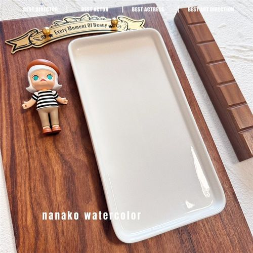 超大平底白瓷盘子 调色盘风景插画大F面积调色陶瓷水彩国画调色盘