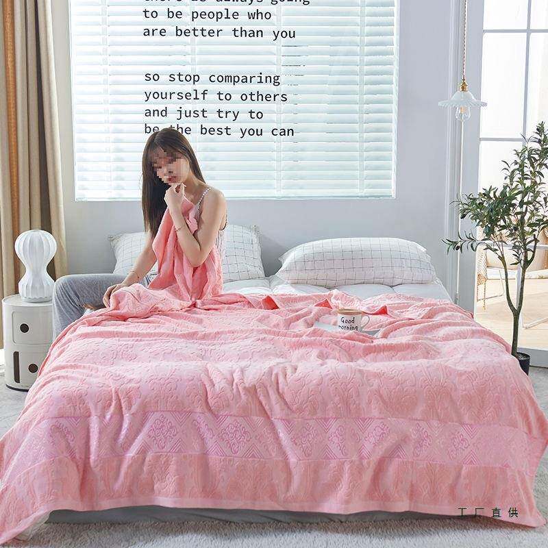 棉质F5M595T7毛巾被老式怀单旧厚午人双人夏季传统棉质毛毯休薄款