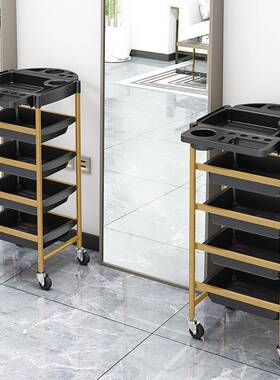 新款美发推发廊工具车多置包功能车物架美发杠车理发店hxgs6657烫