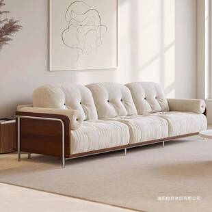 法式奶油风沙发客厅现代简约云朵复古直排组合大小户型皮布艺沙