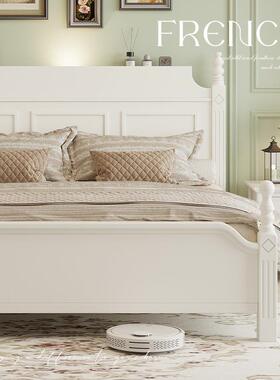 实力厂家用床白色工奶QIL油风现代简木一米八双人床主约卧大床