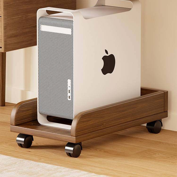 实木电脑主机托架移动底座办公桌下置物架加宽台式机箱收纳架