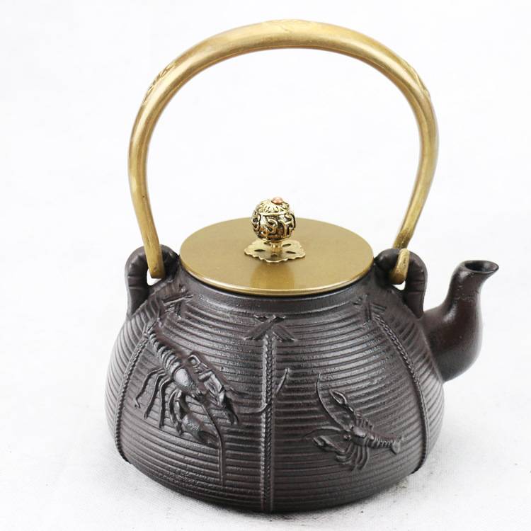铸铁壶龙虾螃蟹生铁煮茶壶生铁茶壶 纯手工老铁壶泡茶壶 茶具