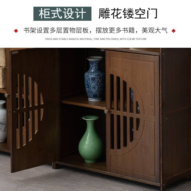ft新中式橱柜餐边柜现代储物柜客厅茶柜靠墙竹柜子博古置物柜茶水