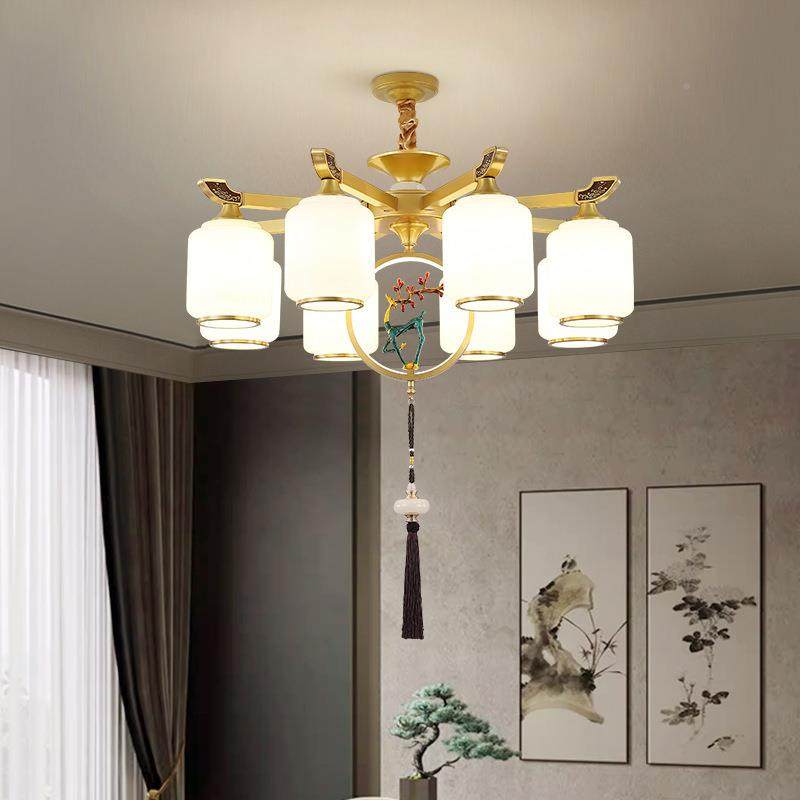 新中式全铜吊厅轻奢大气别墅客216大风吊灯中国灯罩朝下灯餐厅灯,家装灯饰光源,智能吊灯,淘宝优惠券,粉丝福利购,淘宝优惠卷
