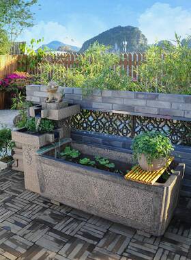 GZ6M置中式流摆件庭院院花水RNQ园阳子台户外布造景鱼池水景小鱼