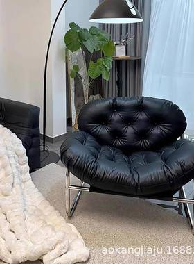 单发人沙发小户型卧可躺可睡休椅闲室子久坐舒UYH服黑色中古懒人