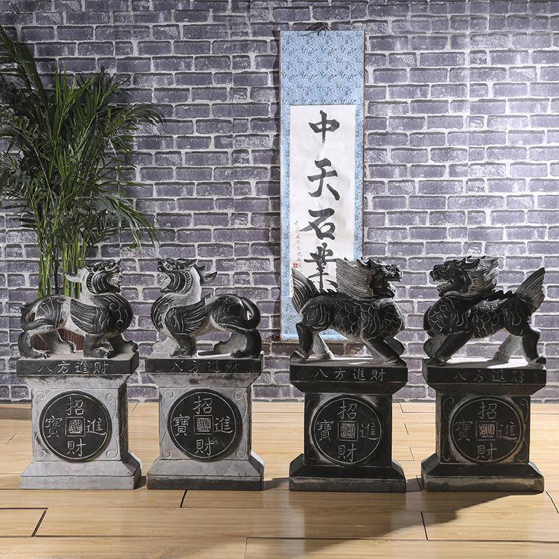 石雕门墩青石麒地麟摆件外草坪户灯日式庭抱鼓石酒院灯花园店落灯