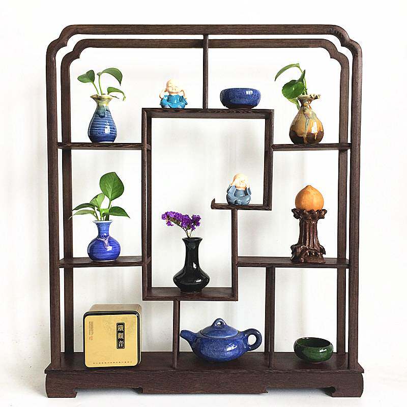 工艺品鸡翅木小圆博古架茶壶紫砂壶实木雕底座古董多宝架摆件