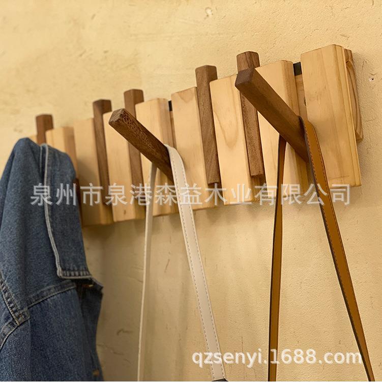 入户创意卧室实挂钩跳色dz关挂衣架木质帽钩玄墙衣上壁挂木置物架