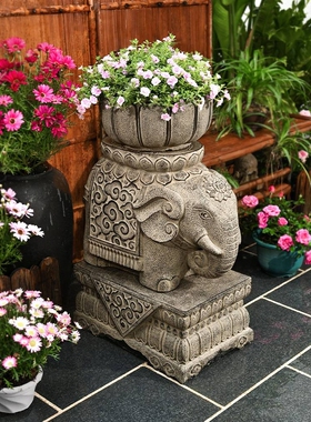 GZ6M庭院户外大象门墩摆件仿石墩花盆底座花园布置露台装饰阳台造